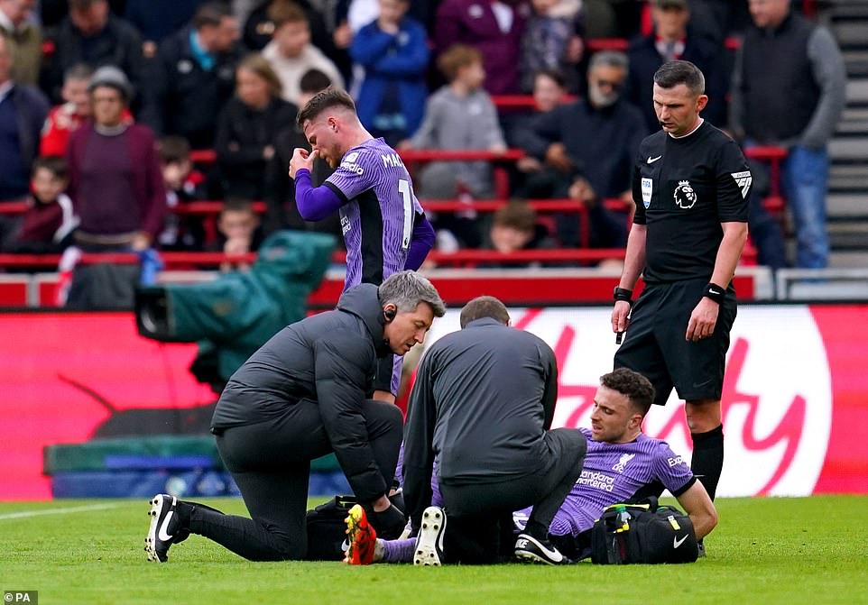 The in-form Diogo Jota was left feeling uncomfortable after Brentford's Christian Norgaard fell on his knee and he was forced off.