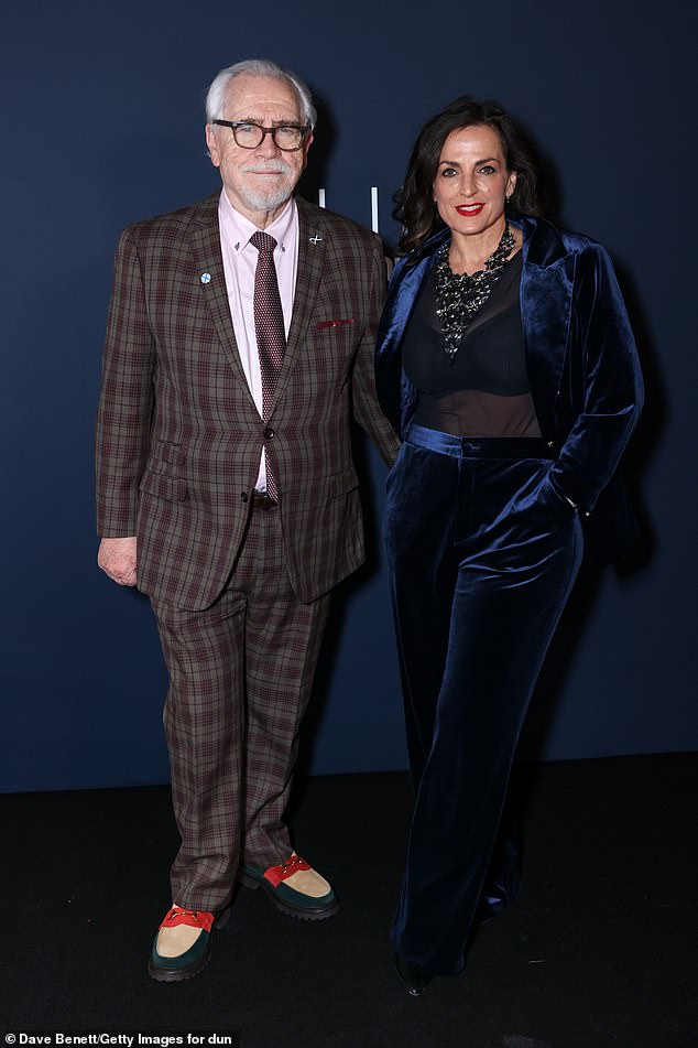 Brian Cox and his Nicole Ansari-Cox dressed to the nines on Tuesday as they attended the Dunhill & BSBP pre-BAFTA filmmakers' party at Bourdon House in London.