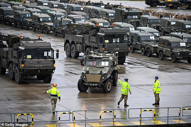 Hundreds of British Army vehicles are heading to Poland as Nato forces carry out their biggest operation since the Cold War.