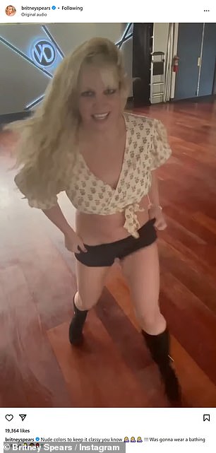 Britney Spears kept it 'chic' as she showed off her outfits and moves in two dance videos shared on Friday night.