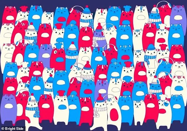Only 1 percent of people will be able to solve this difficult animal puzzle in less than 15 seconds, requiring you to find a rabbit among a sea of ​​cats.