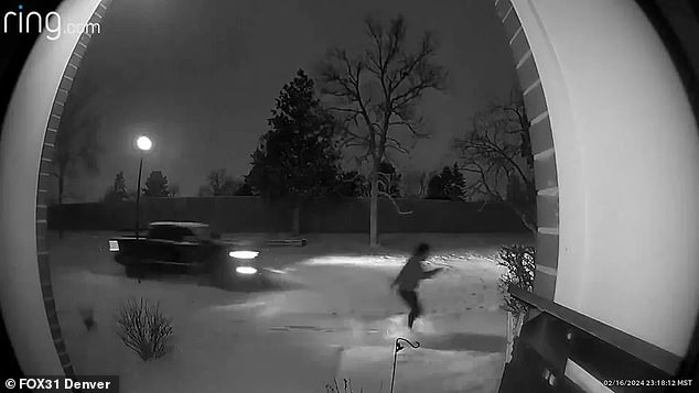 Chilling doorbell camera footage shows the moment a woman was chased by a truck down a dark Denver street last Friday.