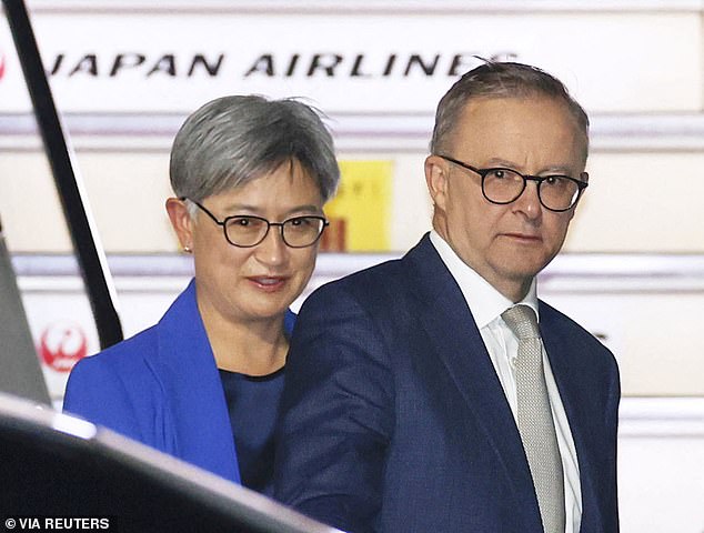 Albanese, along with Australian Foreign Minister Penny Wong, arrives at Haneda Airport in Tokyo, ahead of the Quad Leaders Summit between the United States, Japan, India and Australia.