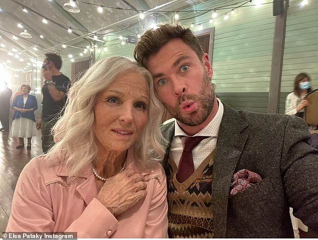 Meanwhile, Elsa shared this hilarious photo of herself using prosthetics to look like an old woman alongside Chris during an episode of her Disney+ docuseries Limitless with Chris Hemsworth.