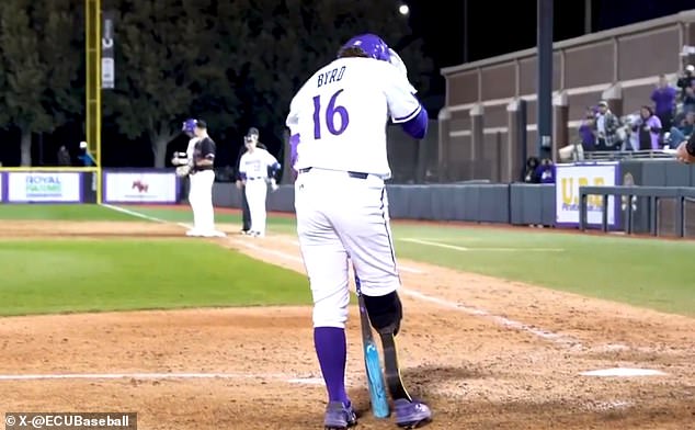 Parker Byrd played Friday night for East Carolina University with a prosthetic leg