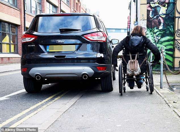 Parking woes: Councils want pavement parking banned across England to stop drivers blocking pavement access for the most vulnerable people, including those in wheelchairs.