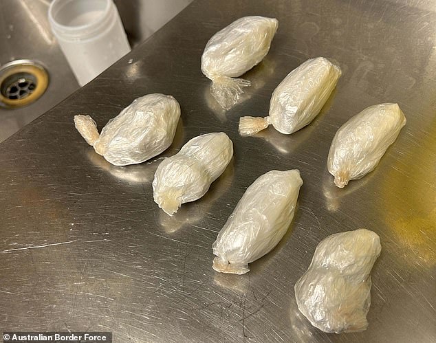 Body scans allegedly revealed six packets in the man's colon and seven in the woman's.