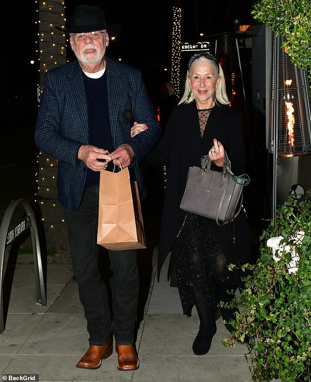 Dame Helen Mirren enjoyed a romantic pre-Valentine's Day date with her husband, director Taylor Hackford, in Beverly Hills on Tuesday.