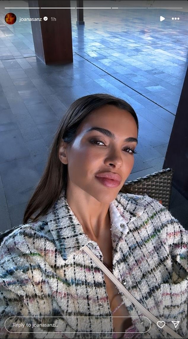 Dani Alves' ex-wife, Joana Sanz, shared a selfie on social media hours after the former Barcelona winger was sentenced to four years in prison