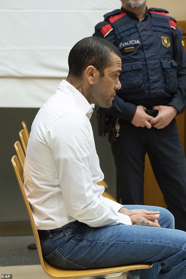 Former Barcelona right-back Dani Alves attends his trial in Barcelona on February 5, 2024