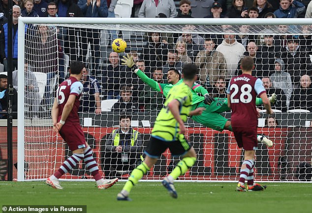 Declan Rice scored a great goal in Arsenal's rout of West Ham at the London Stadium on Sunday.