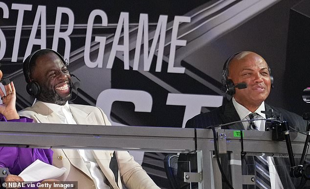 Draymond Green (left) and Charles Barkley (right) are seen joking during the All-Star game