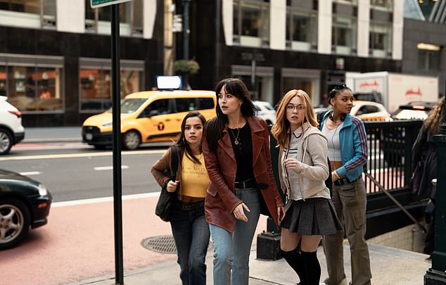 Anya Corazon (Isabela Merced), Cassandra Webb (Dakota Johnson), Julia Cornwall (Sydney Sweeney) and Mattie Franklin (Celeste O'Connor) in Madame Webb, which premiered earlier this month.