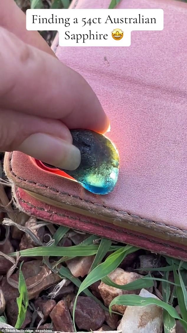 Amber Betteridge found the gemstone (pictured) on her property in Rubyvale in Queensland