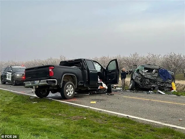 Eight people died in a horrific crash on a California highway after a pickup truck collided with a pickup truck.