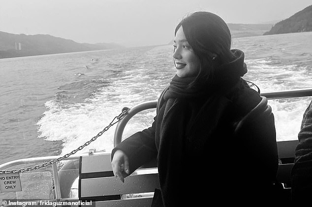 The 18-year-old enjoys her boat ride on the waters of Scotland's Loch Ness during her European tour