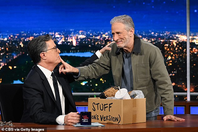 Jon Stewart returned to The Daily Show Monday night with criticism of the two potential 2024 presidential candidates, but he was especially critical of Joe Biden's reaction to the special counsel's report.