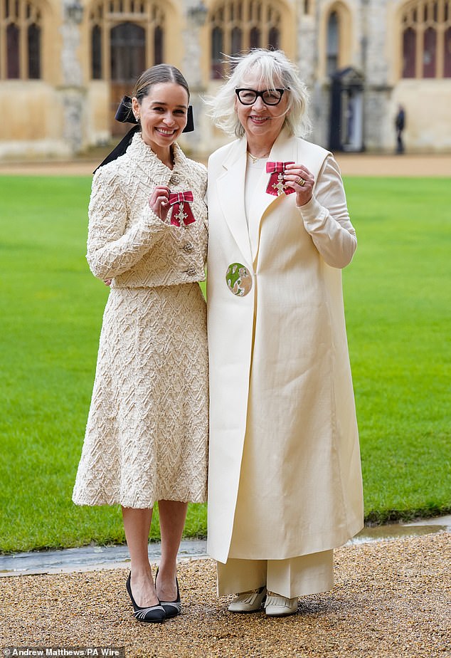 Emilia Clarke was awarded an MBE alongside her mother Jenny for their work establishing a brain injury charity.