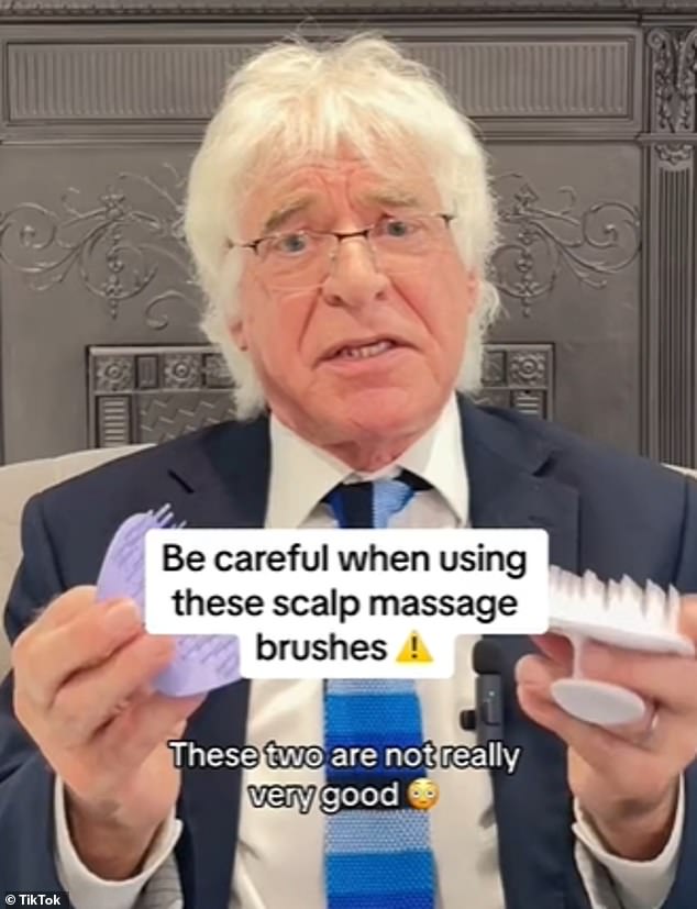 Glenn Lyons, trichologist expert at iconic hair care brand Philip Kinglsey, issued a stern warning on TikTok about scalp massage brushes.