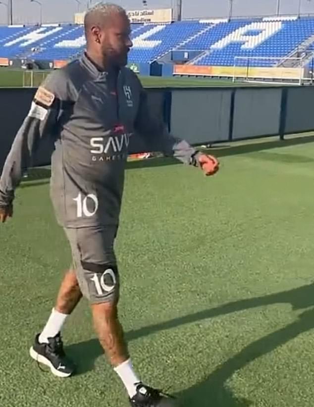 Fans poke fun at Neymar after photo appears to show him out of shape as he returns to training for the first time since injuring his ACL… but others argue it’s an unflattering angle of the Al-Hilal star