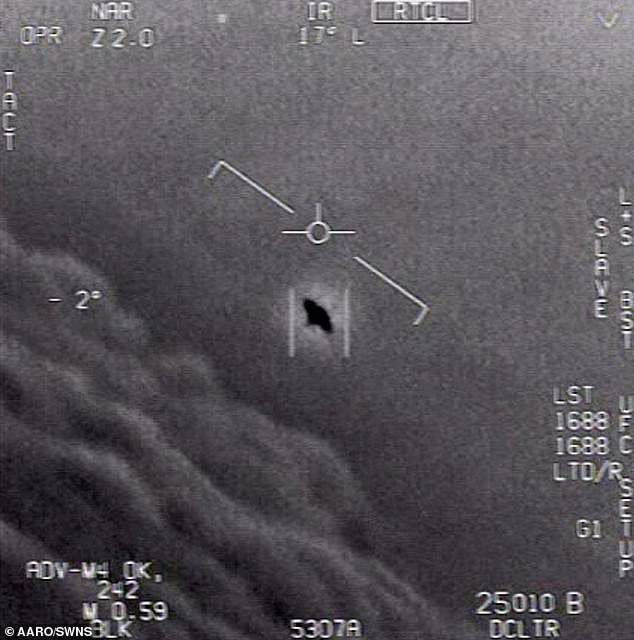 This still image comes from a previously released unclassified US government video taken by an Air Force pilot. Representative Luna said pilots no longer hesitate to speak up when they see unexplained phenomena in the sky.