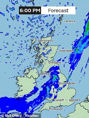 North Wales and England will see heavy rain overnight, but the rest of the country should remain fairly dry.