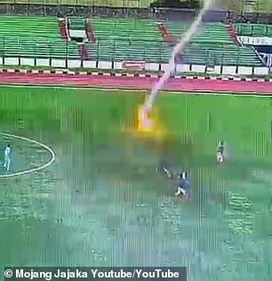 GRAPHIC CONTENT: Footballers stunned after player is struck by lightning and killed in the middle of a match