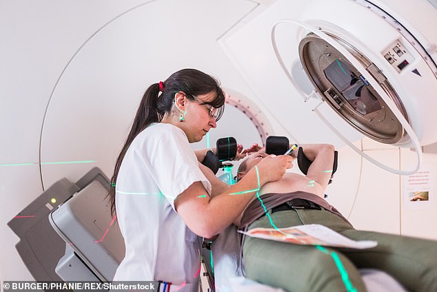 Radiation therapy usually involves shooting high-energy x-ray beams into the body to destroy tumors.  The treatment is very effective, but there can be collateral damage to healthy surrounding tissue, causing scarring both on the skin and internally (File photo)