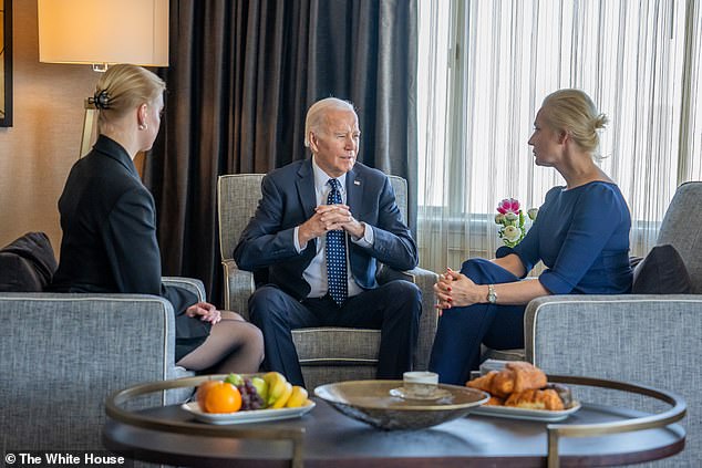 President Joe Biden met with Alexei Navalny's widow and daughter in California and promised major new sanctions against Vladimir Putin and the Russian regime.