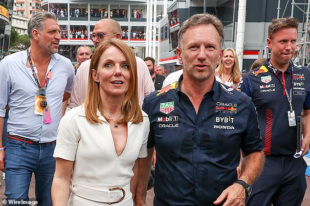 Christian Horner will be cleared after a Red Bull investigation (pictured with wife Geri Halliwell)