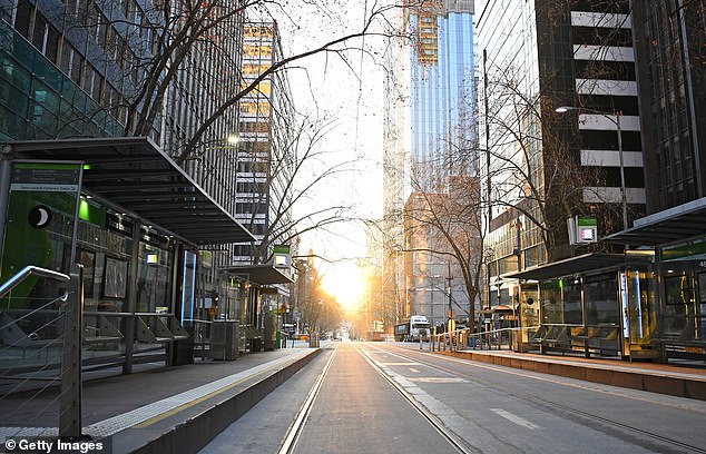 A view from below of Melbourne's deserted CBD during the state's long, tough Covid lockdowns, which have threatened to turn voters away from the Andrews government.