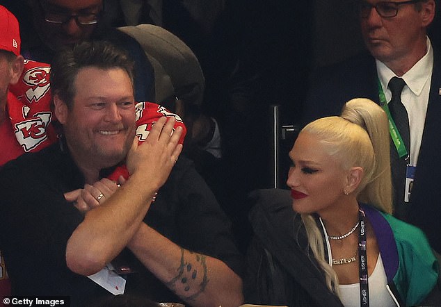 Blake Shelton, 47, and his wife Gwen Stefani, 54, were among the host of A-list celebrities who attended Super Bowl LVIII between the San Francisco 49ers and the Kansas City Chiefs at Allegiant Stadium in Las Vegas on Sunday.