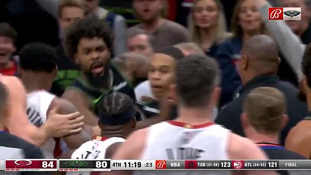 The chaos began when Pelicans player Naji Marshall confronted a Heat opponent.