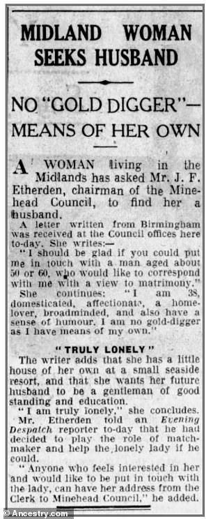 Newspapers even acted as matchmakers: this 1936 article, titled simply 