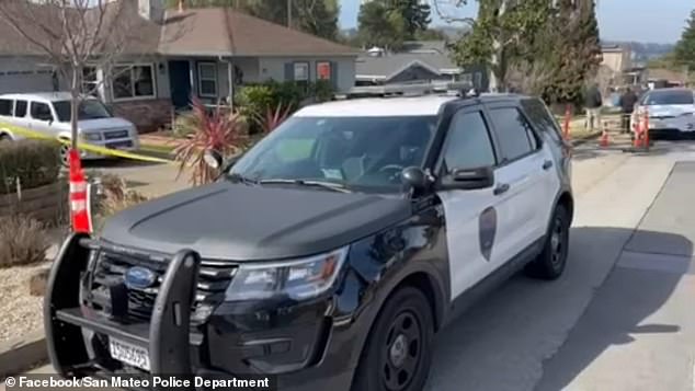 A Bay Area father is believed to have shot his wife to death in their bathtub before killing his four-year-old twin sons and himself.  Police stumbled upon the horrific scene during a welfare check at the home in the 4100 block of Alameda de las Pulgas (pictured) Monday morning.