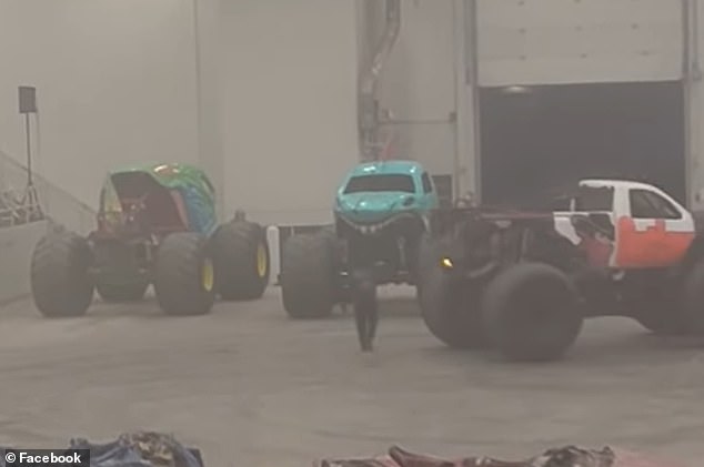 Dramatic video showed the Monster Truck Wars security staff member crushed under a tire at the Marion County Fairgrounds Coliseum Saturday night.