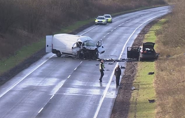 The scene of the accident on the A75 in Dumfriesshire where Melissa Delaney died