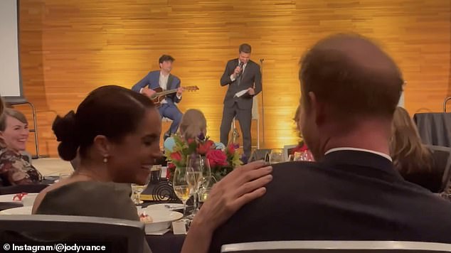 Pictured: Meghan Markle burst out laughing as Michael Bublé sang an altered version of Frank Sinatra's 'My Way' in Vancouver last week.