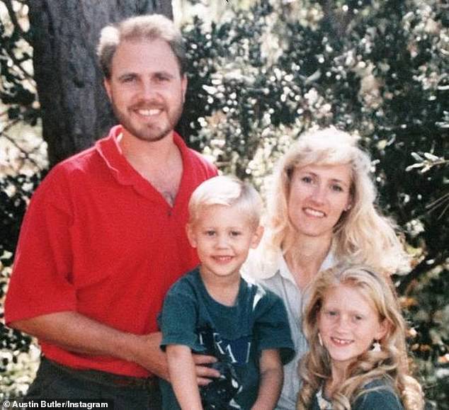Undated photo of Austin Butler and his late mother Lori Anne, his father David and his sister Ashley.