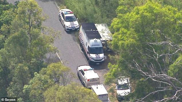 Police were called to a property near Beaudesert in south central Queensland on Thursday morning.  In the photo is the scene