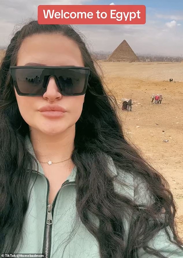 Whitney Ainscough (pictured), 30, from Rotherham, used to live on Universal Credit.  Now, she has caused a storm online and earned thousands of pounds, meaning she can go on luxurious trips to Egypt.