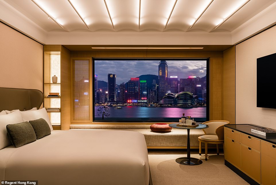 MailOnline's Fiona Hardcastle checked into Hong Kong's luxurious Regent Hotel, where rooms boast incredible harbor views.