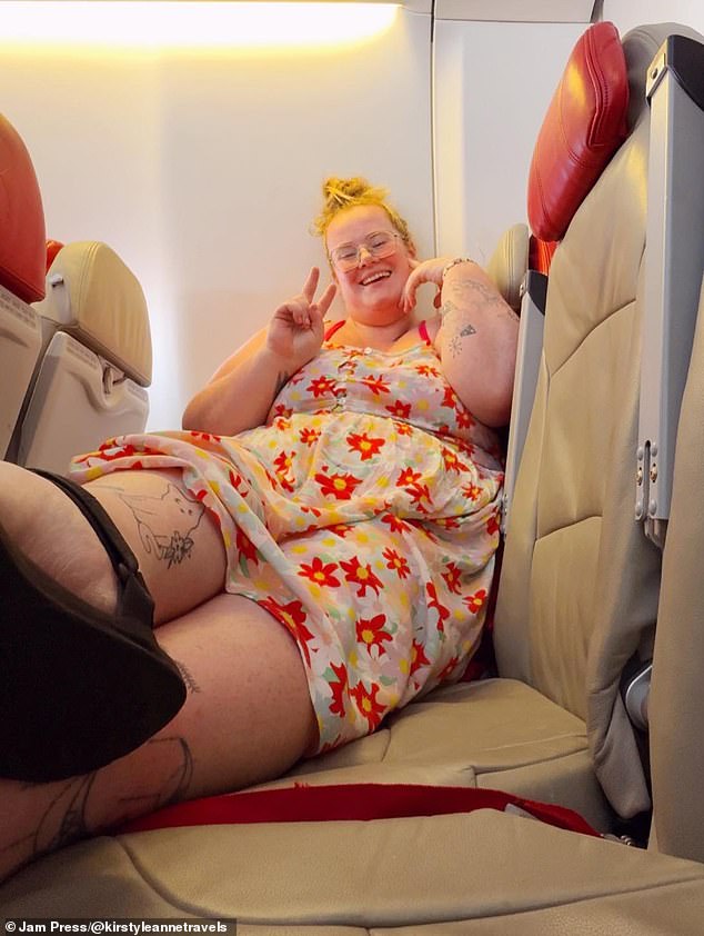Kirsty Leanne, 30, from Shropshire, has revealed she is ashamed of gaining weight on flights and people refuse to sit next to her.