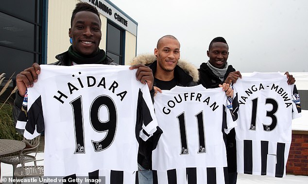 Mapou Yanga-Mbiwa (back right) was part of the Newcastle French Revolution during 2013.