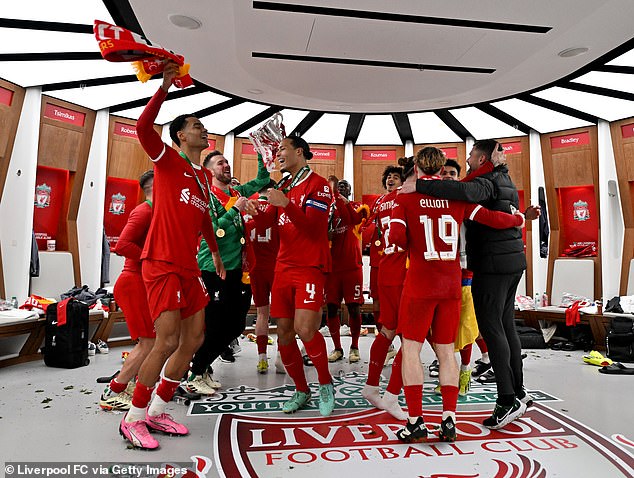 Liverpool celebrated with joy after defeating Chelsea in the Carabao Cup final at Wembley.