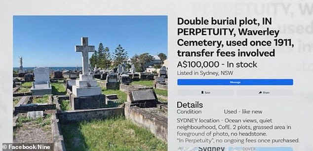 Second-hand plots are now selling for $100,000 in a Waverley cemetery.