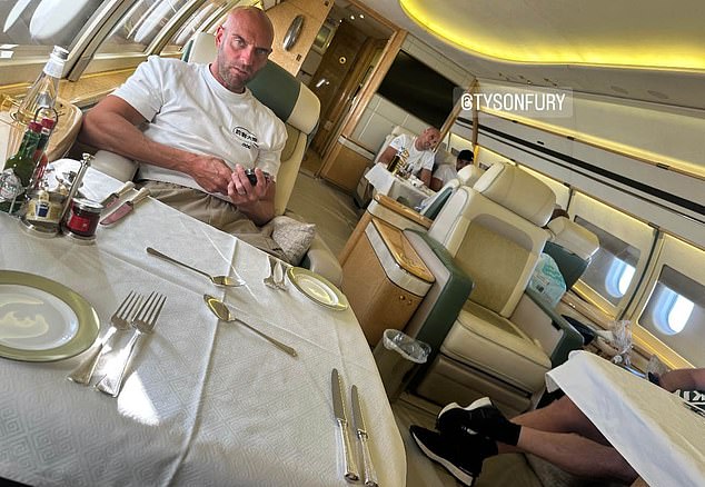 World heavyweight boxing champion Tyson Fury flew home to Britain from Riyadh, Saudi Arabia, on a private Airbus ACJ319 jet.