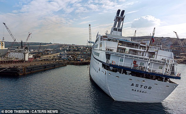 The MS Astor first sailed in 1968 and spent 34 years at sea, carrying passengers on luxury cruise ships.