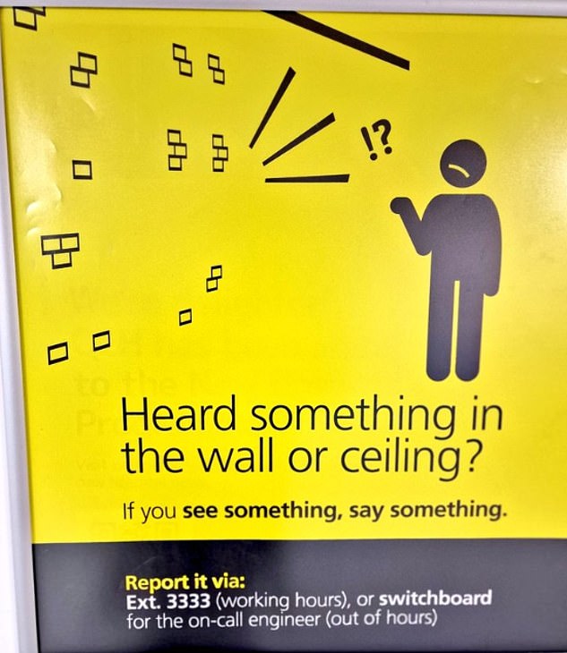 The deterioration of NHS infrastructure is a real concern, as highlighted by this alleged health service poster.  However, some on social media theorized that the sign could be alerting visitors to other sources of noise, such as rats.  The exact NHS trust the poster belongs to was not named, but similar ones have been seen at the Queen Elizabeth Hospital in Lynn.  Posted by Jon Coupland in Lincolnshire