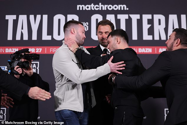 Jack Catterall grabbed Josh Taylor by the neck during a promotional event for their rematch